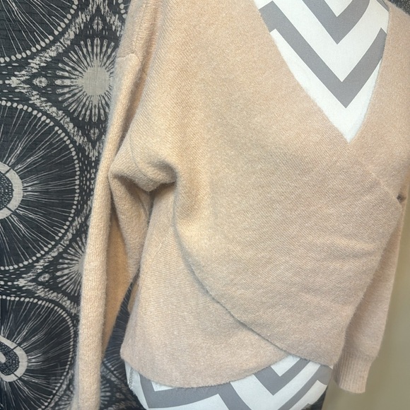 Tan ANDREE By Unit Cross Front Sweater - Size Medium - Picture 3 of 10